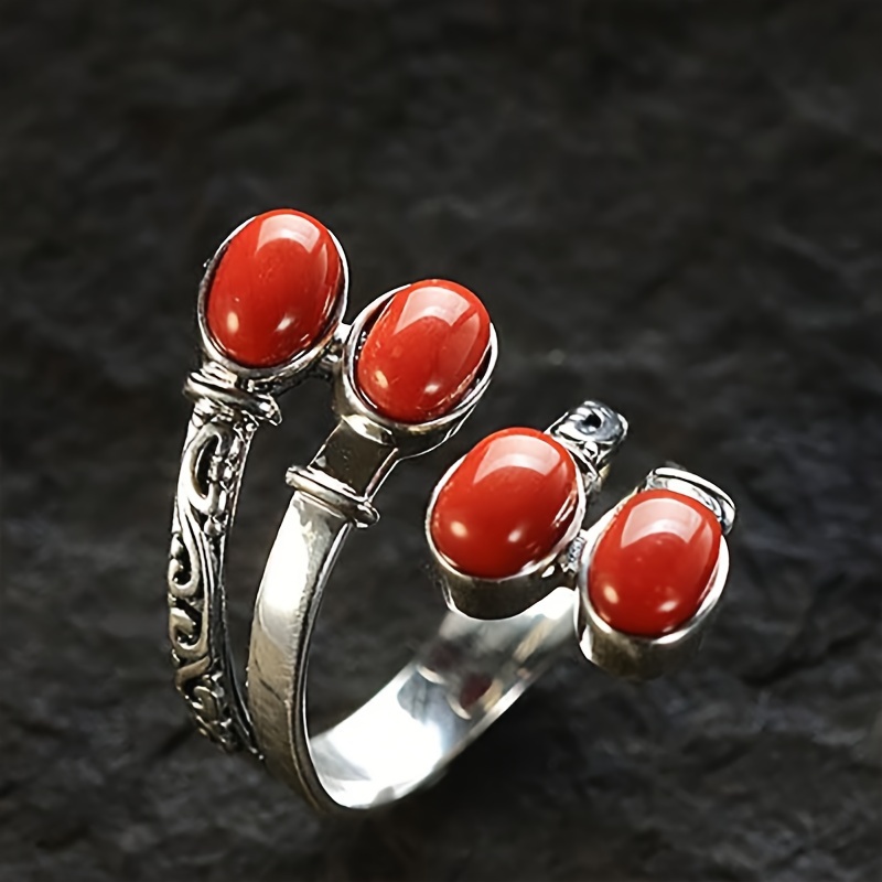 Vintage Red Turquoise Ring Exaggerated Adjustable Opening